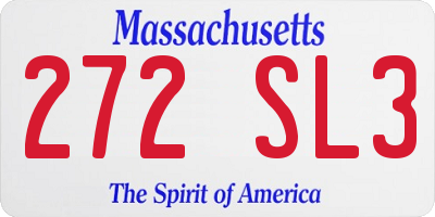MA license plate 272SL3