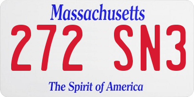 MA license plate 272SN3