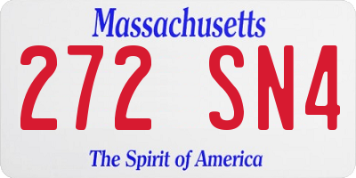 MA license plate 272SN4