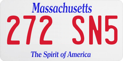 MA license plate 272SN5