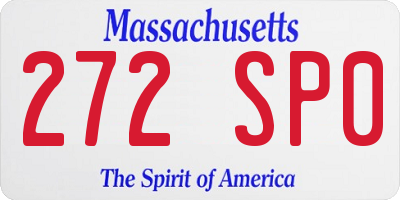 MA license plate 272SP0