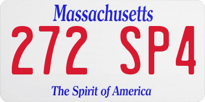 MA license plate 272SP4