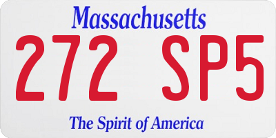 MA license plate 272SP5