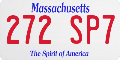 MA license plate 272SP7