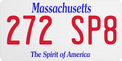 MA license plate 272SP8