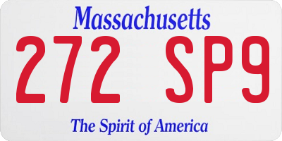 MA license plate 272SP9