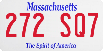 MA license plate 272SQ7