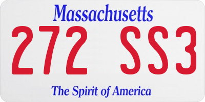 MA license plate 272SS3