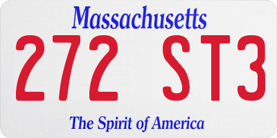 MA license plate 272ST3