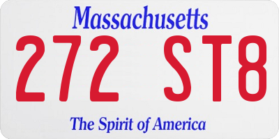 MA license plate 272ST8