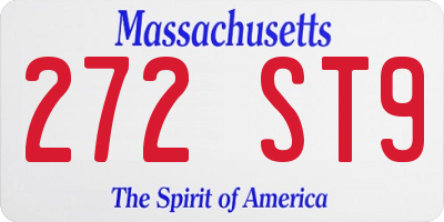 MA license plate 272ST9