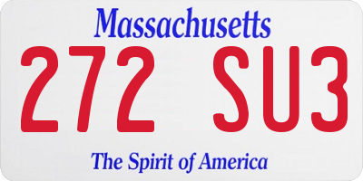 MA license plate 272SU3