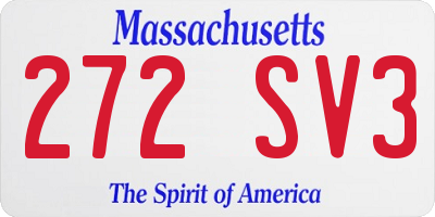MA license plate 272SV3