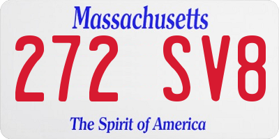 MA license plate 272SV8