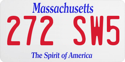 MA license plate 272SW5