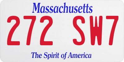 MA license plate 272SW7