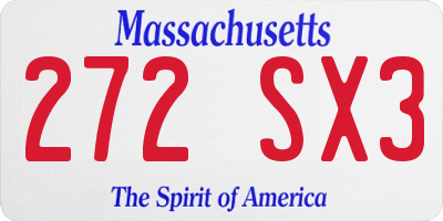 MA license plate 272SX3