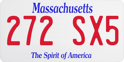 MA license plate 272SX5
