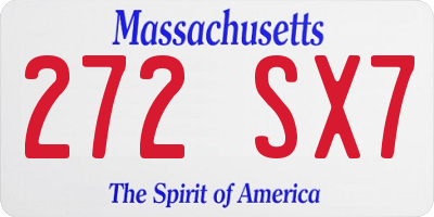 MA license plate 272SX7