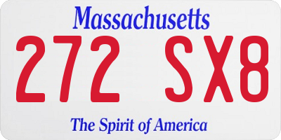 MA license plate 272SX8