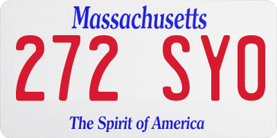 MA license plate 272SY0