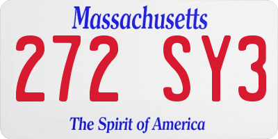 MA license plate 272SY3