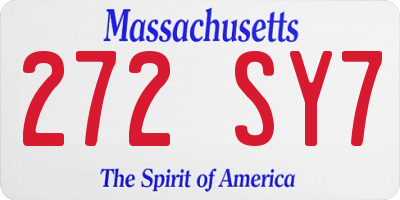 MA license plate 272SY7