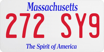 MA license plate 272SY9