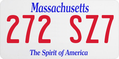 MA license plate 272SZ7