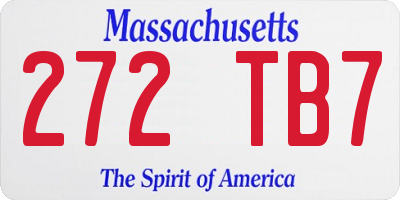 MA license plate 272TB7