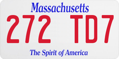 MA license plate 272TD7