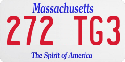 MA license plate 272TG3