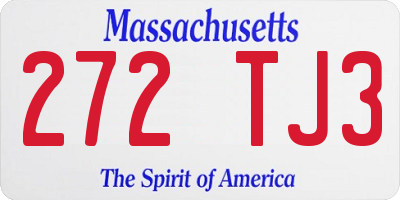 MA license plate 272TJ3