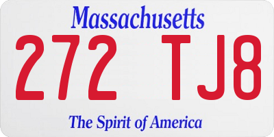 MA license plate 272TJ8
