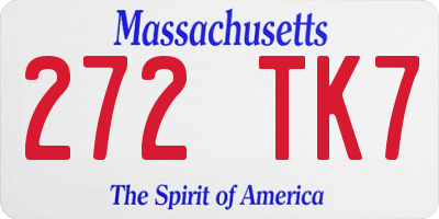 MA license plate 272TK7