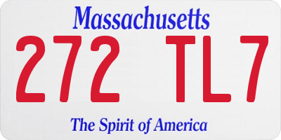 MA license plate 272TL7