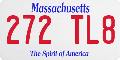 MA license plate 272TL8