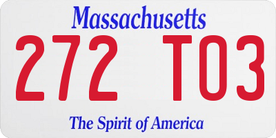 MA license plate 272TO3