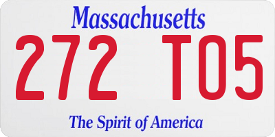 MA license plate 272TO5