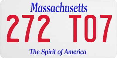 MA license plate 272TO7