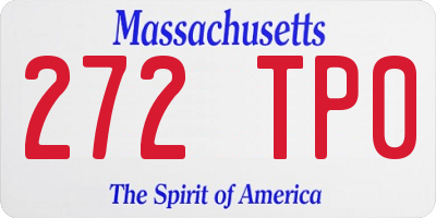 MA license plate 272TP0