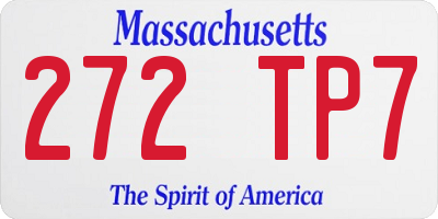 MA license plate 272TP7