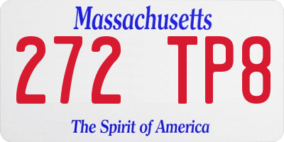 MA license plate 272TP8