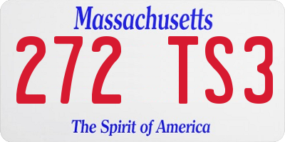 MA license plate 272TS3
