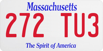 MA license plate 272TU3