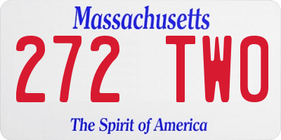 MA license plate 272TW0