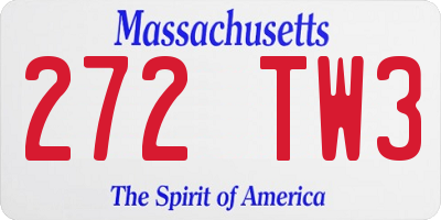 MA license plate 272TW3