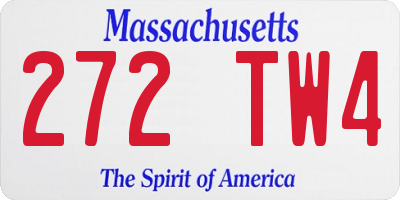 MA license plate 272TW4