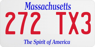 MA license plate 272TX3