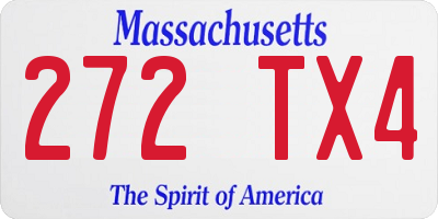 MA license plate 272TX4